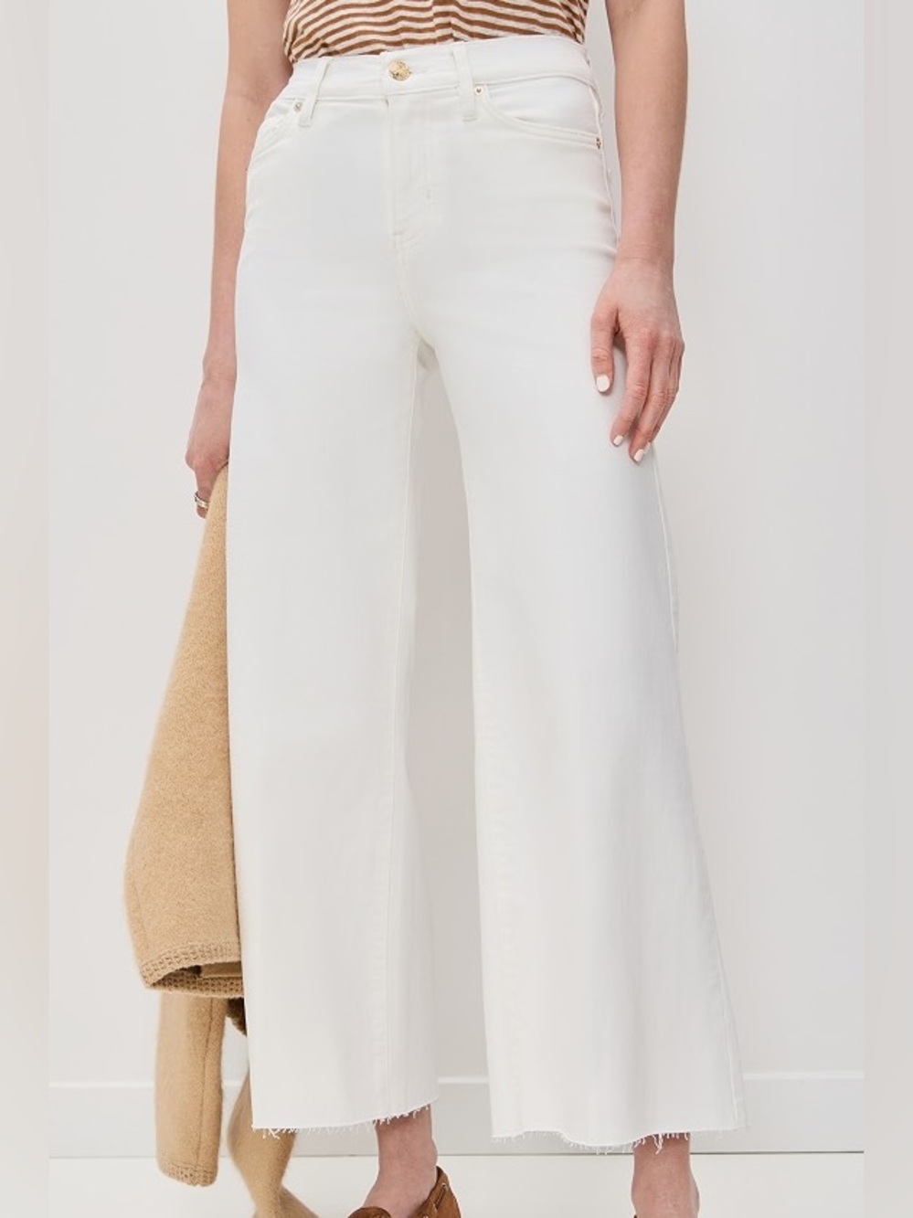 FRAME Le Palazzo Crop Jeans in White